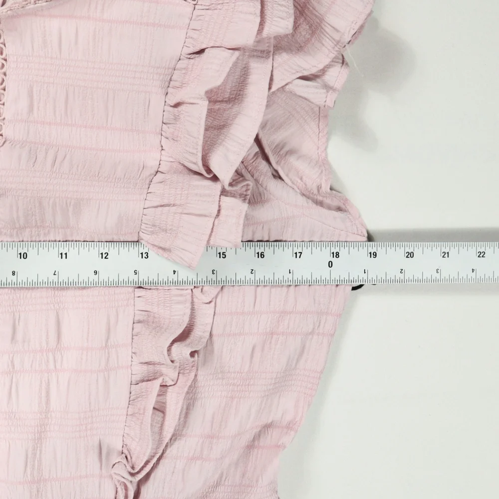 Milk & Honey Blouse Women's Pink Ruffle Tiered Size Large - Picture 11 of 13